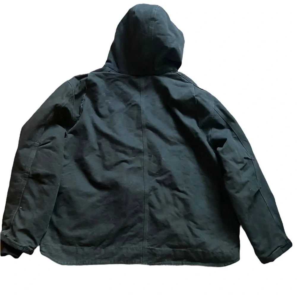 Carhartt Men’s Relaxed Fit Black Sherpa Lined Snap Hooded Jacket - Picture 3 of 6